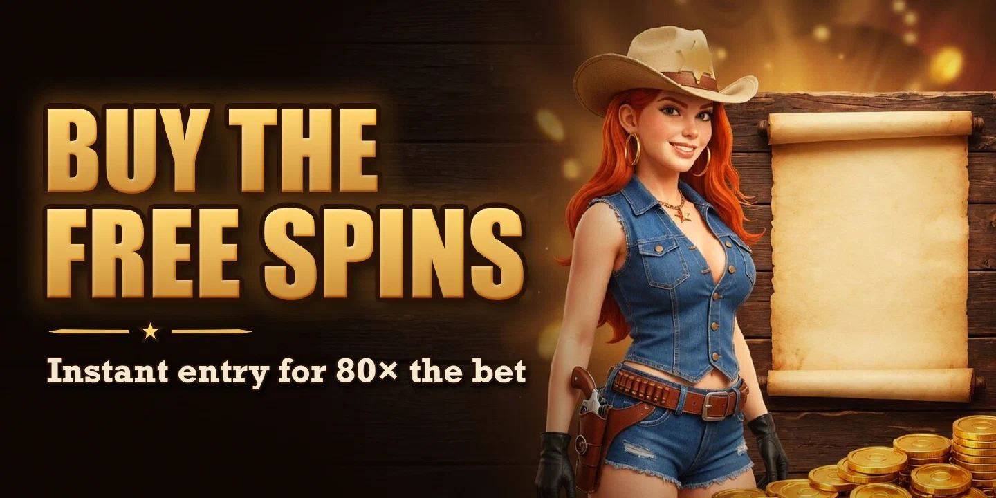 Buy the free spins, instant entry for 80× the bet: the bounty queen beside a parchment scroll and gold coins