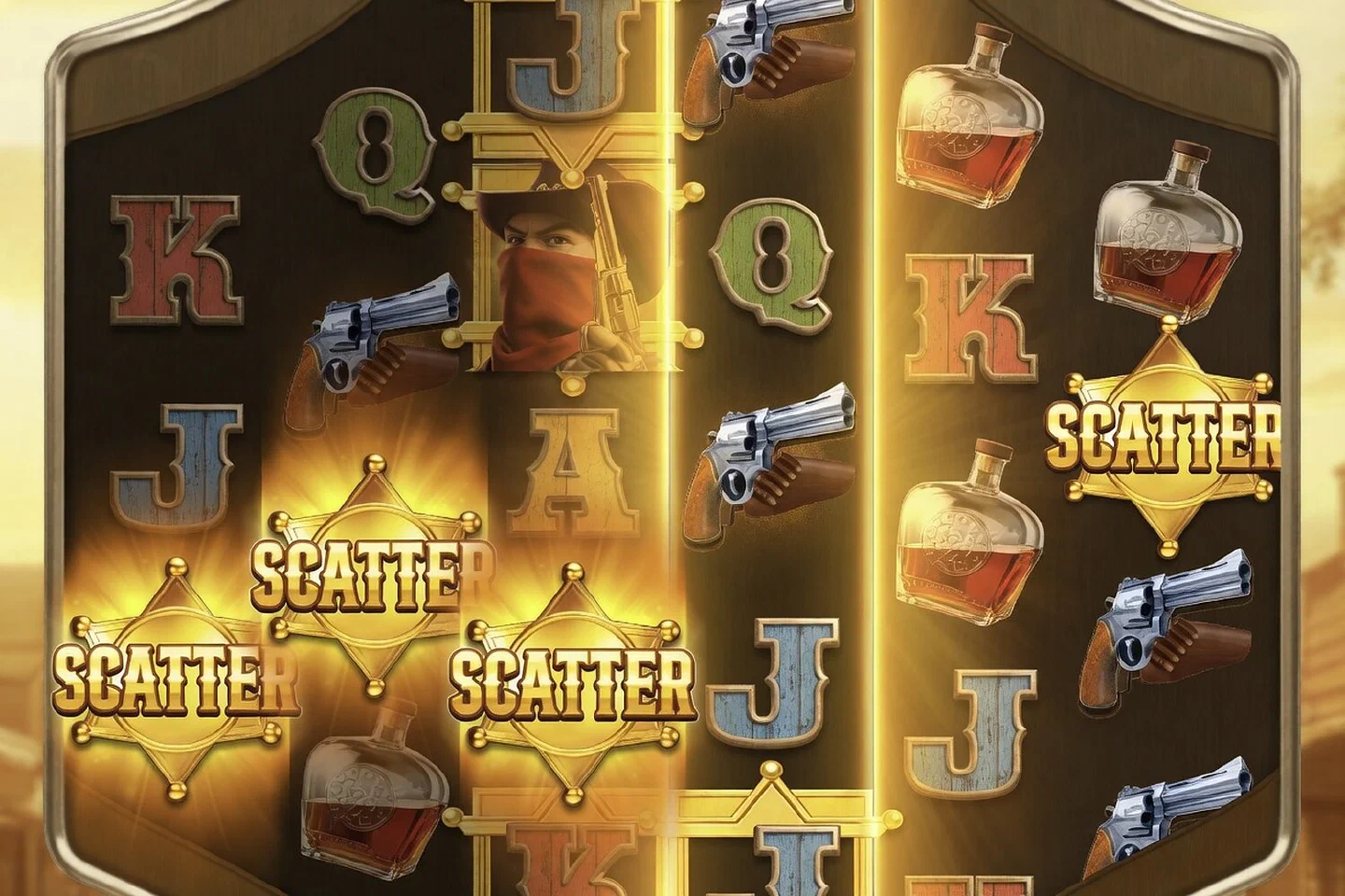 Three sheriff star scatters landing in Wild Bounty Queen 2048